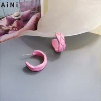 s925 needle pink hoop earrings pretty design spring summer style hot selling coating for girl fine accessories