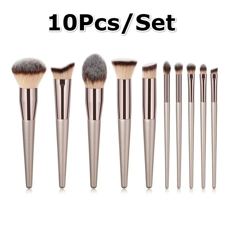 

10 Pcs Champagne Gold Makeup Brush Makeup Tool Foundation Eyebrow Makeup Brush Set