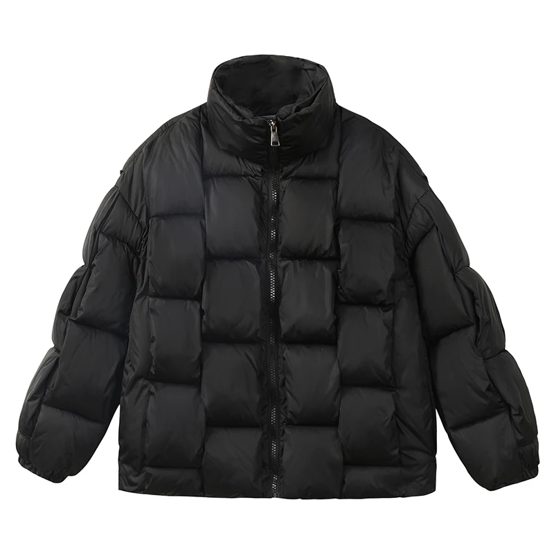Winter 2022 Women Knitting Parkas Overcoats Fashion Warm Thickened Cotton Padded Clothes Solid Oversize Jacket