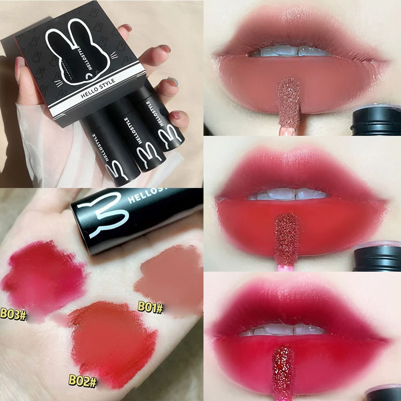 1/3 шт. черная матовая губная помада в стиле панк атласная красная водостойкая