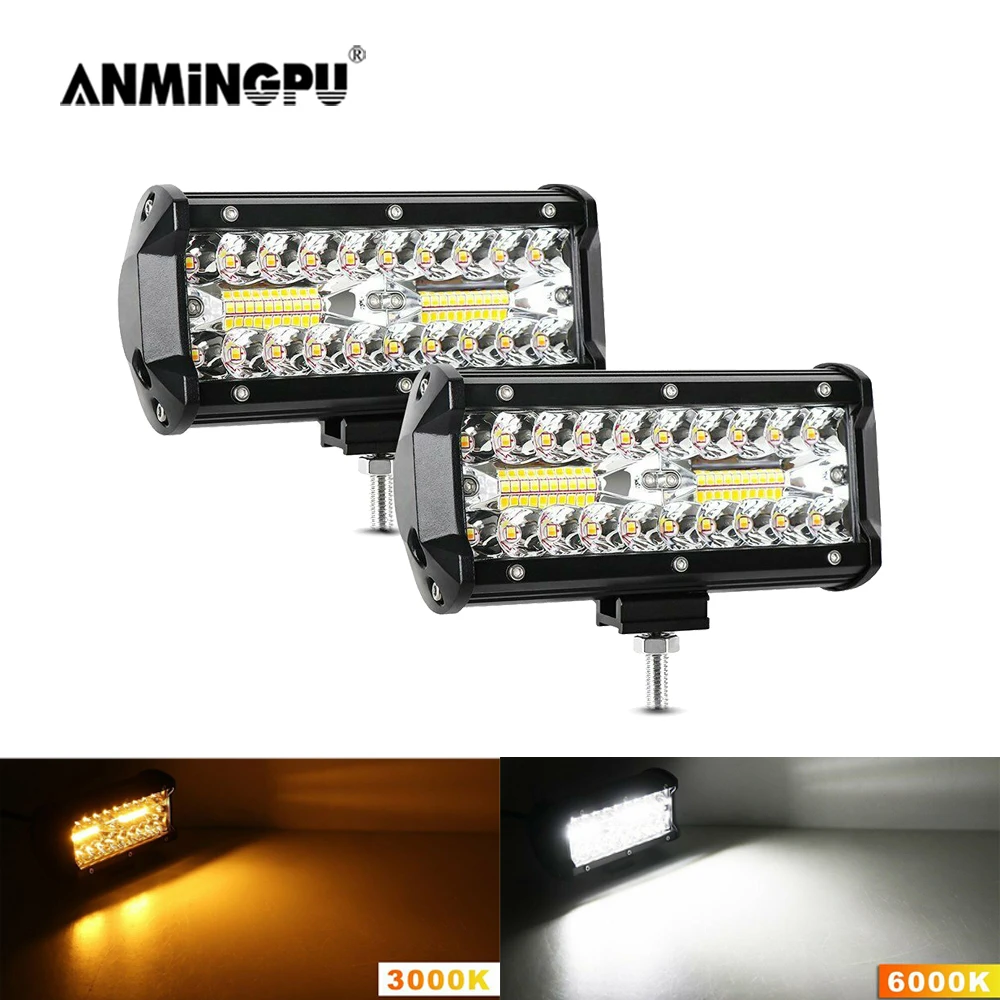 

ANMING 3000K 6000K LED Strobe Light Bar Off Road 12V 24V Spot Flood LED Pods Work Light for Truck 4x4 Atv Car Driving Fog Light