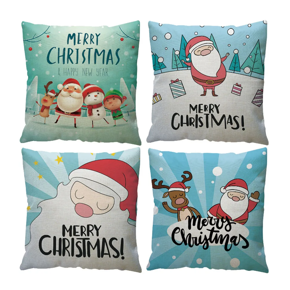 

Creative Christmas Pillow Case Decor Square Linen Cushion Cover Christmas Atmosphere Home Decor Housewarming Gift