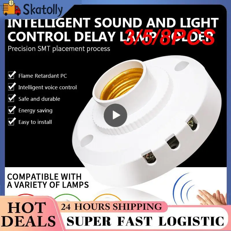 

3/5/8PCS 60w High Sensitivity And Practicality Intelligent Lampholder Automatic Control Sound Sensor Fine Workmanship E27