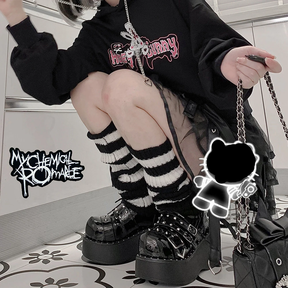 

Lolita Leg Warmers Japanese Women Gothic Long Socks Women's Leggings Gaiters Knee Goth Winter Sock Knitted Cuffs Ankle Warmer