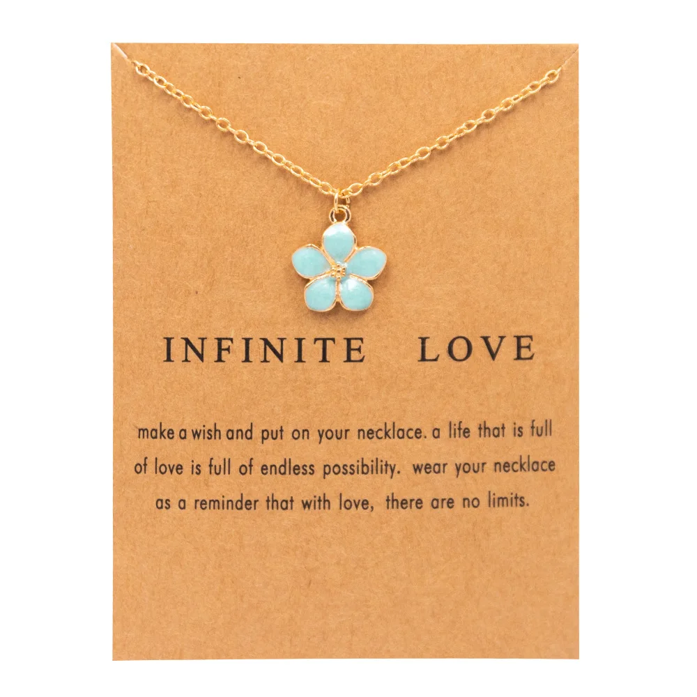 

Fashion Enamel Flower Pendant Necklace for Women Choker Elegant Statement Wedding Party Chain Friendship Wish Card Jewelry Gift