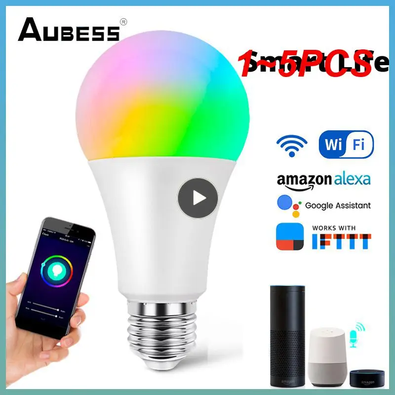 

Умная цветная лампа E27 LED RGB с Wi-Fi, 1-5 шт.