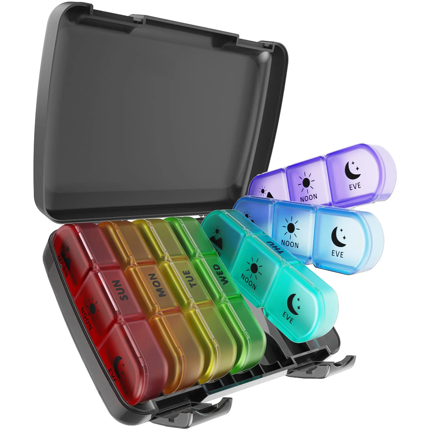 

Large Capacity Plastic Pill Medicine Organizer Box Outdoor Travel Weekly Tablet Vitamin Pills Container 21 Grids Medication Box