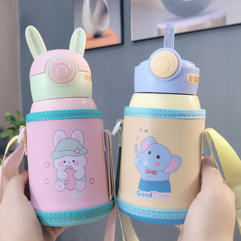 

316 Stainless Steel Children'S Insulation Cup Cute Cartoon Baby Kettle Kindergarten Student Straw Gift Water Cup