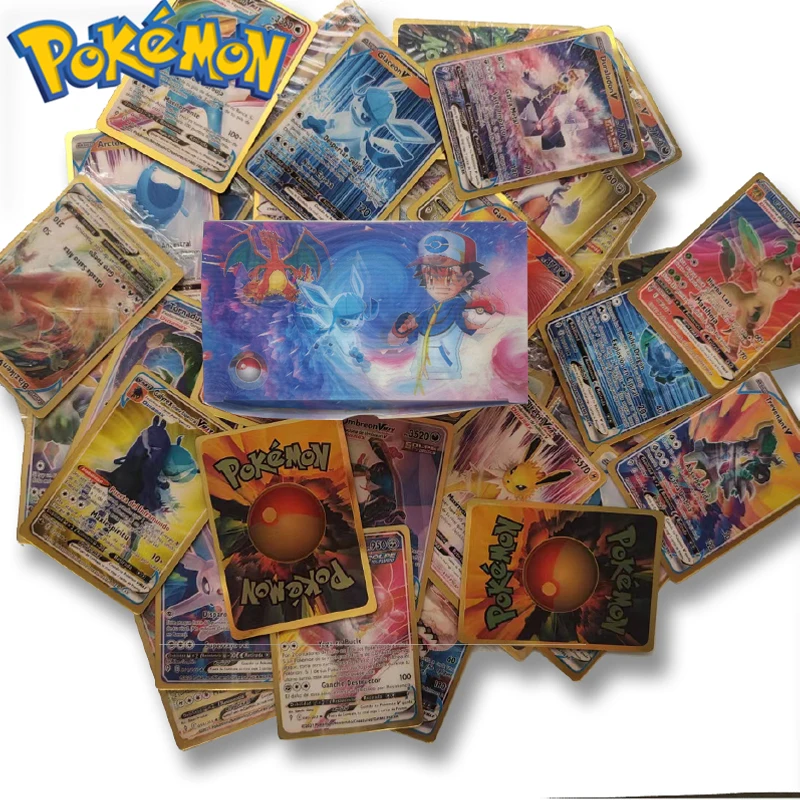 

Новые карты-вспышки Pokemon Pikachu VMAX EX GX MEGA 25 ~ 50 шт. со спецэффектами 3D, детская коллекция, Мультяшные игрушечные карты