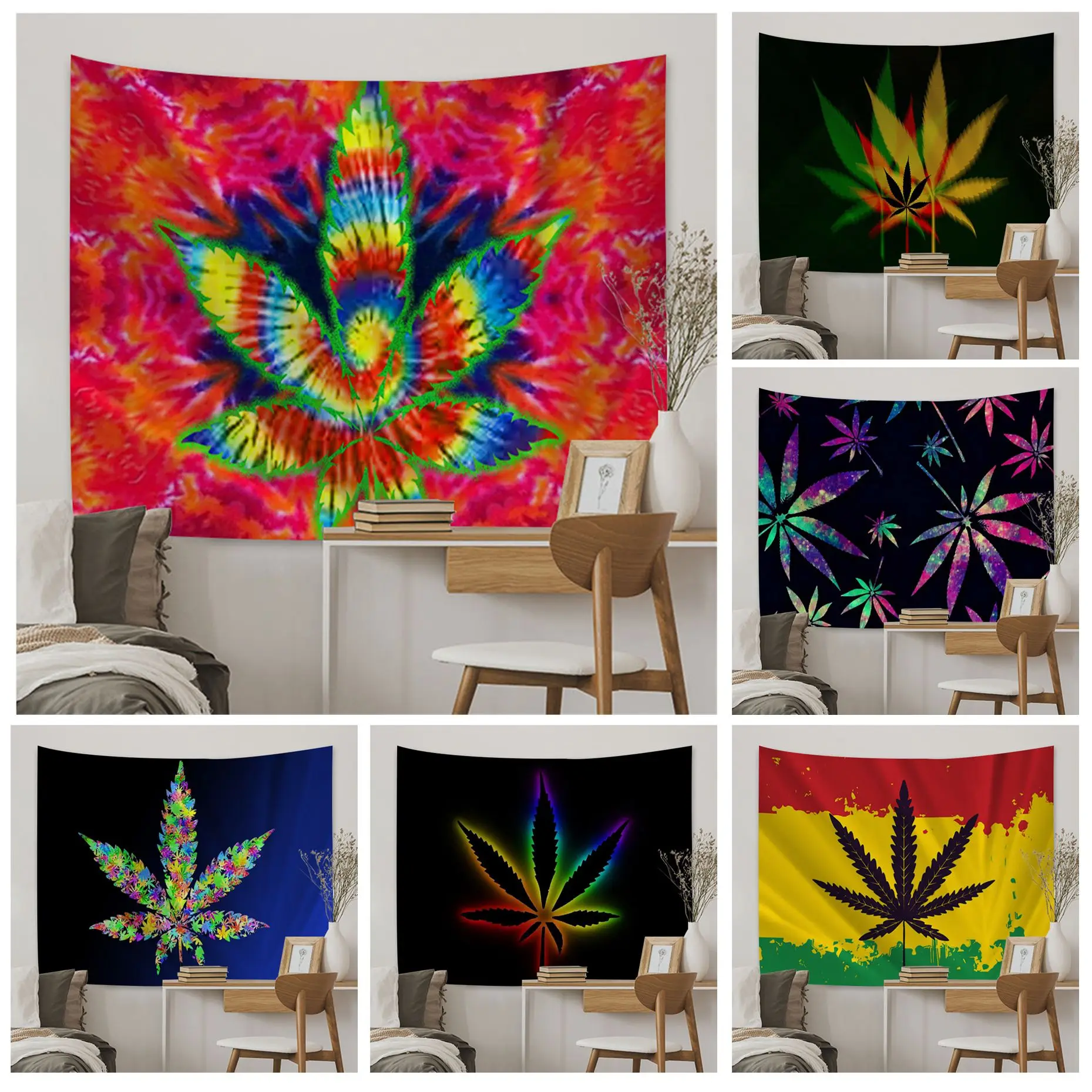 

Abstractionism Art high weed Printed Large Wall Tapestry Hippie Flower Wall Carpets Dorm Decor Cheap Hippie Wall Hanging