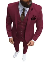 Latest Coat Pant Designs Burgundy Men Suits Prom Tuxedo Slim 3 Pieces Groom Wedding Suits For Men Custom Blazer Terno Masuclino
