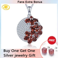 natural garnet silver pendants for women 2 85 carats genuie garnet romantic style women anniversary gifts top quality jewelry