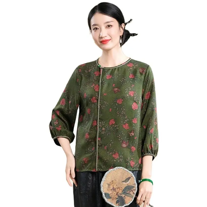 Поливальная Марля BirdTree рубашки из 100% натурального шелка женские цветочные с