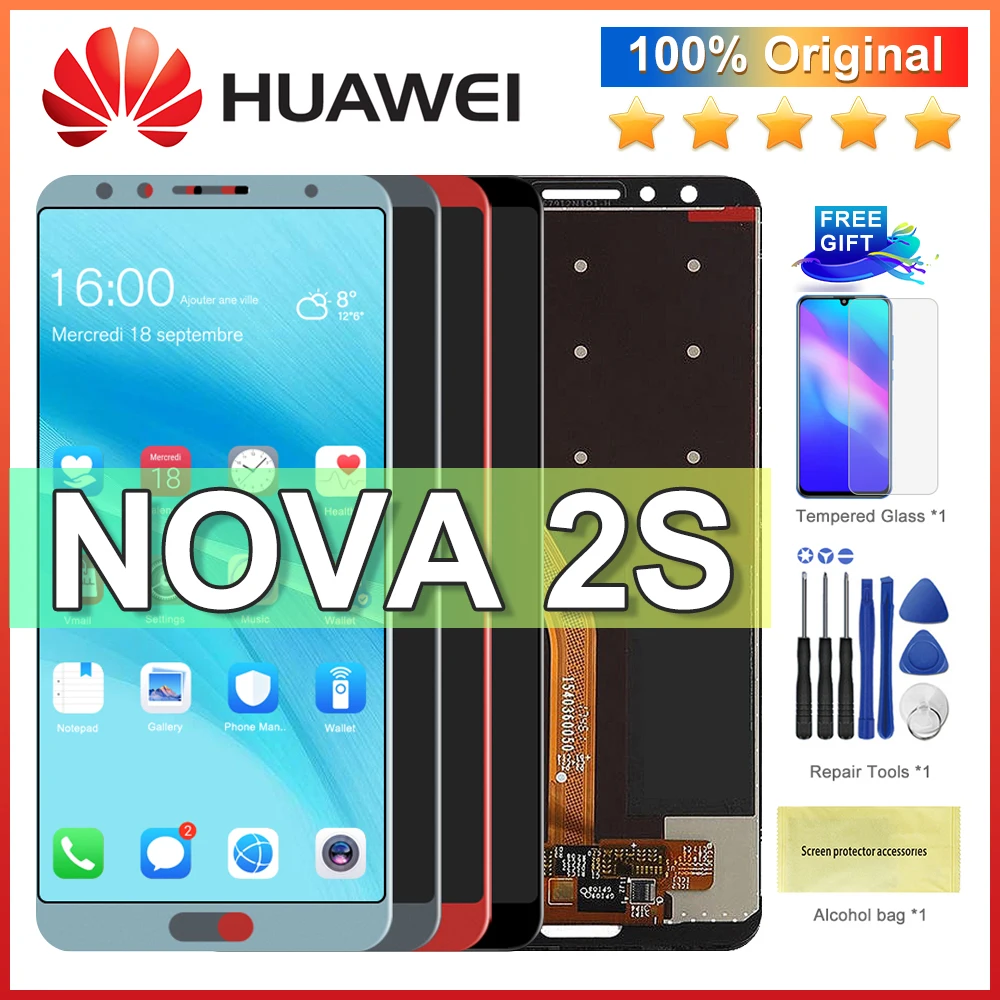 100% Оригинальный 6,0 'для Huawei nova 2s, ЖК-дисплей, сенсорный экран, дигитайзер, Nova 2s HWI-AL00, Замена для Huawei nova 2s LCD