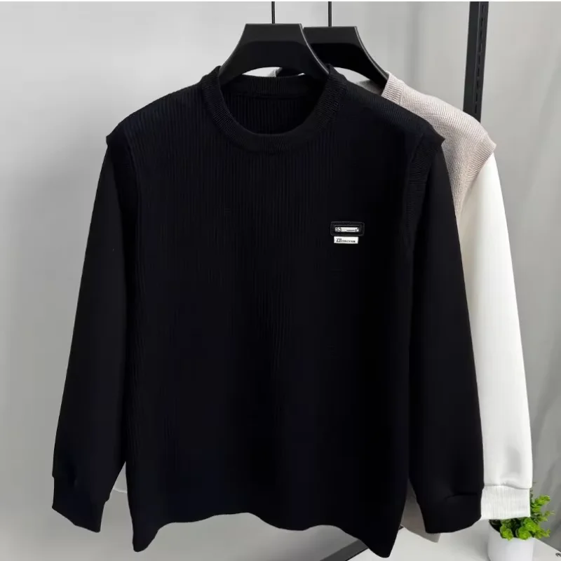  Мужской трикотажный свитер  Круглый воротник два поддельных осенних Высокий