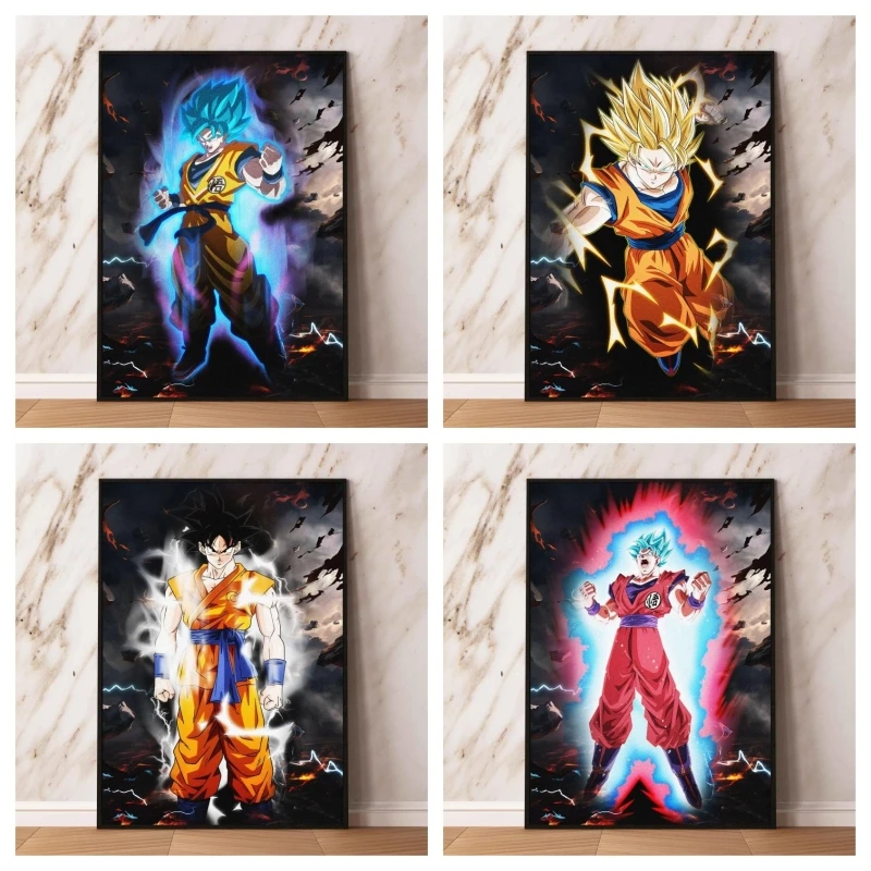 

Posters Prints Classic Wall Stickers Anime Dragon Ball Goku Super Saiyan Hanging Cartoon Character Picture Home Room Painting
