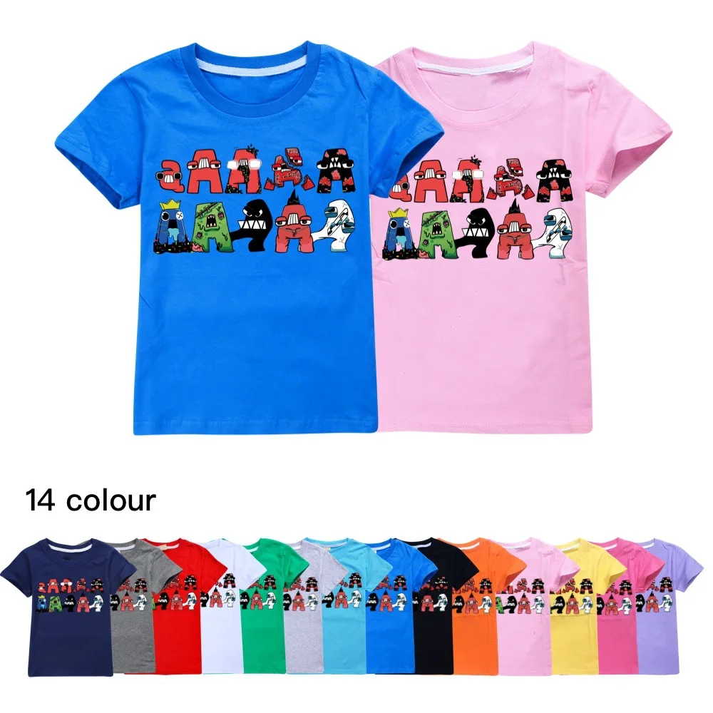 

2023 Girls Boys Alphabet Lore T-Shirts Summer Short Sleeve Kids Printing Cartoon T Shirts 2-16 Yrs Old Casual Tops Tees Costumes