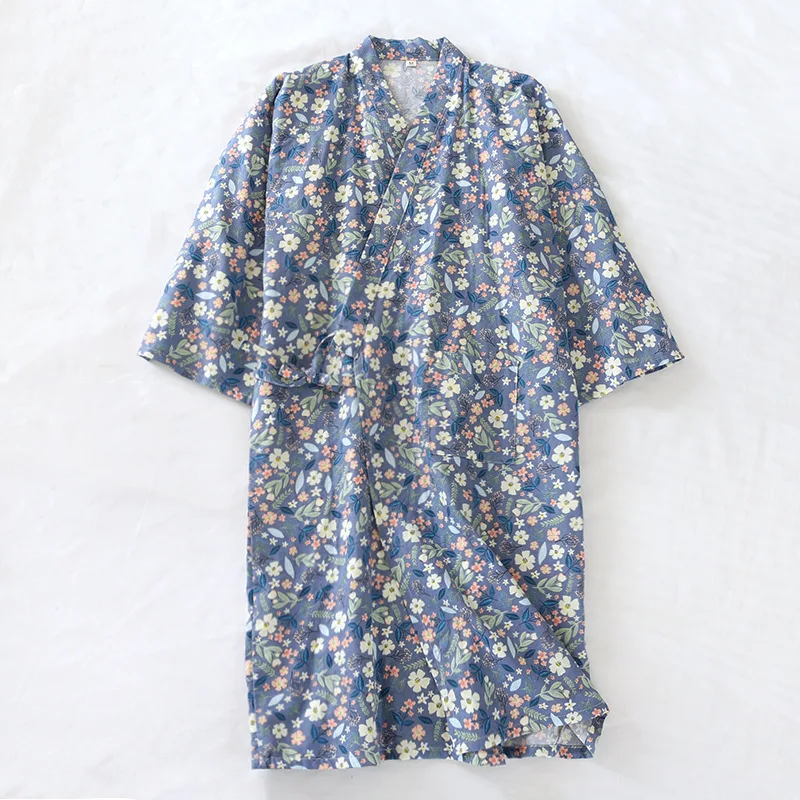Japanese-style Kimono Pajamas Summer New 100% Cotton Gauze Pajamas Nightgown Ladies Yukata Homewear Long Pajamas Women