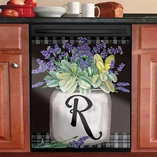 

Lavender Flowers Magnetic Dishwasher Sticker Decorative Farmhouse Kitchen Refrigerator Sticker Cover for Kitchen Decor 23in W x