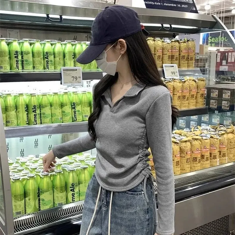 Pure Desire Эстетическая футболка с воротником-поло женская ранняя весна новый