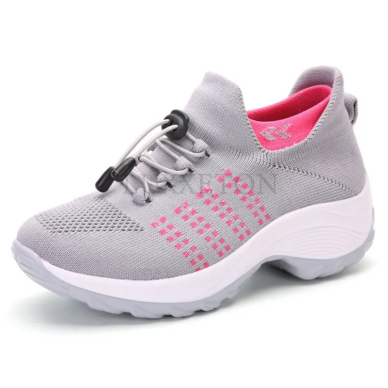 

Sneakers Women Platform Shoes Casual Mesh Tenis Ladies Sock Wedge Solid Color Breathable Knit Shoes Women 2023 Chaussure Femme