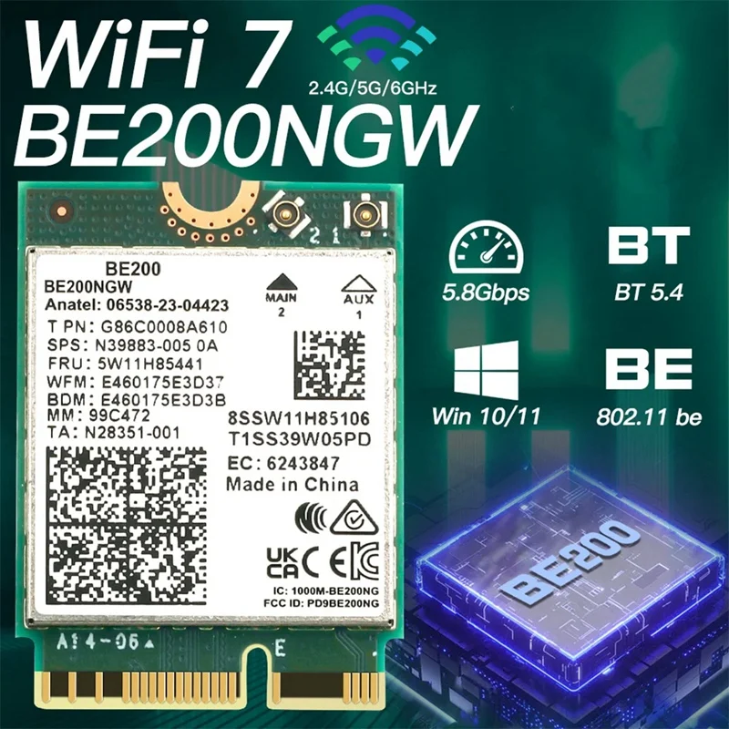 WIFI 7 BE200 BE200NGW Wifi карта 802.11AX трехдиапазонный беспроводной сетевой адаптер для Win10/11