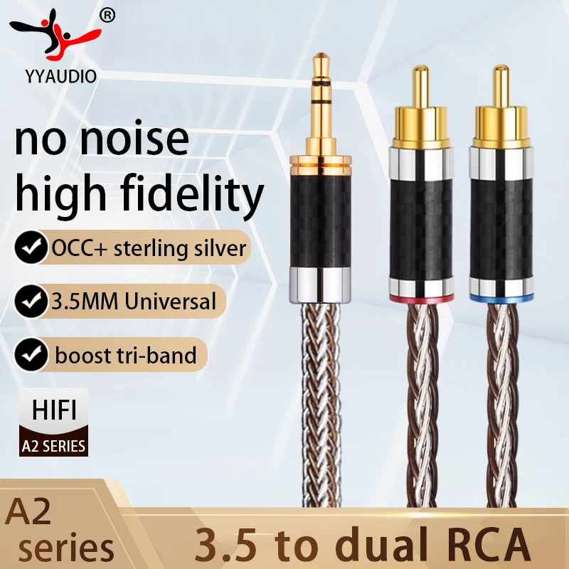 Кабель RCA YYAUDIO HiFi стерео от 3,5 мм до 2RCA, аудиокабель AUX RCA Jack 3,5 Y, сплиттер для ТВ, ПК, усилителей, DVD, динамиков, провода