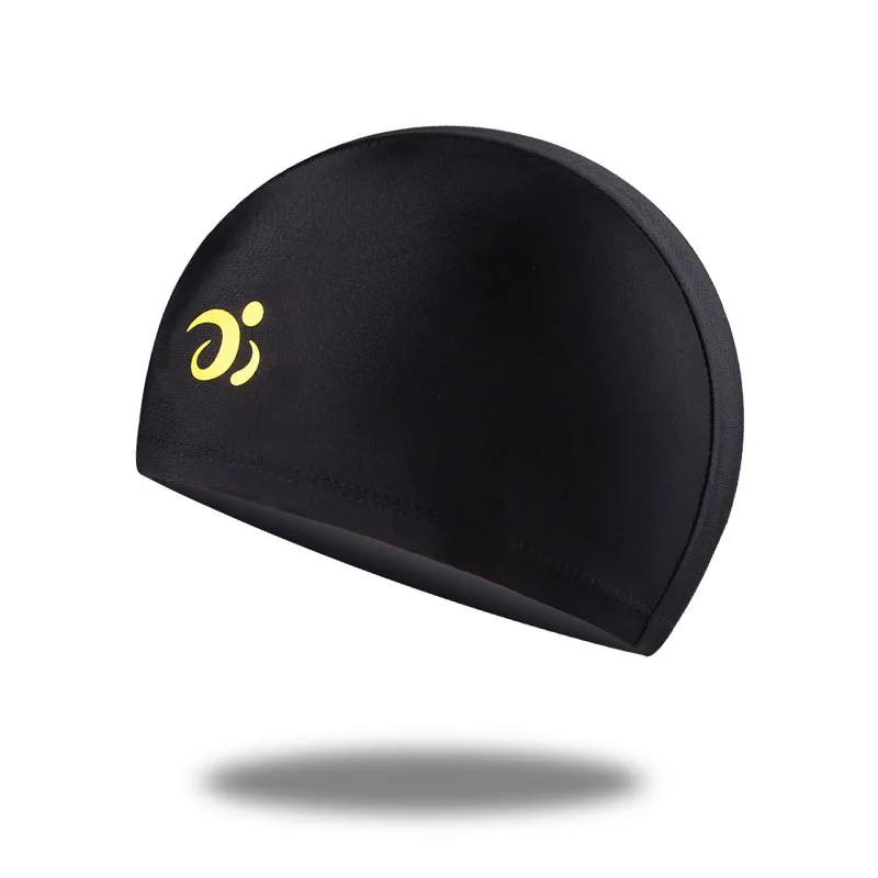 New Adults Swimming Caps Simpleness Cloth Printing Men Waterproof Swim Pool Cap Ear Protect Large Diving Hat |