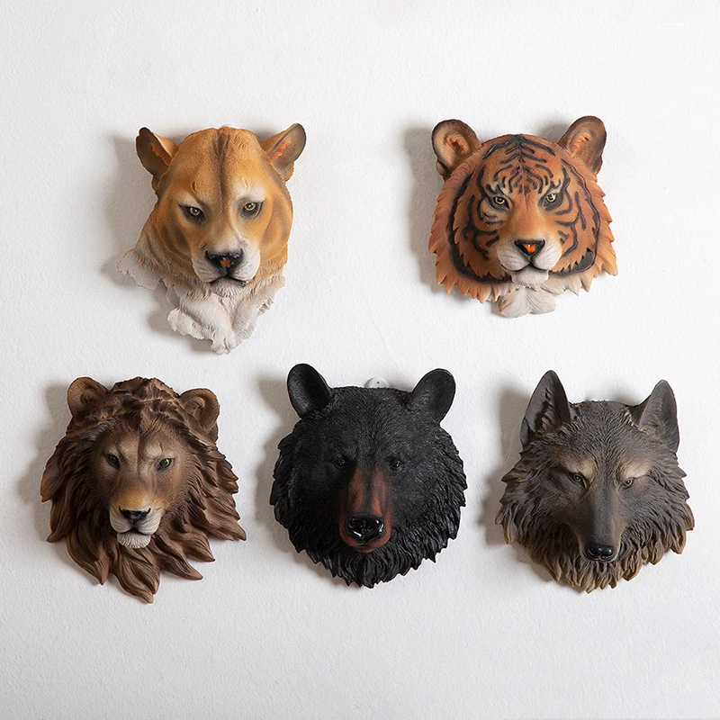 

Новые фигурки животных из смолы, статуэтка головы волка, статуэтка льва, Декор, планка, роспись, скульптуры, украшения, аксессуары для дома