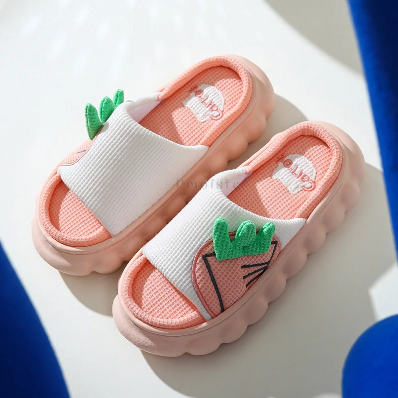 

Carrot Shaped Women Indoor Slippers Thick Platform Slippers for House Eva Non-slip Thick Sole Shoes for Woman Flat Shoes Couples