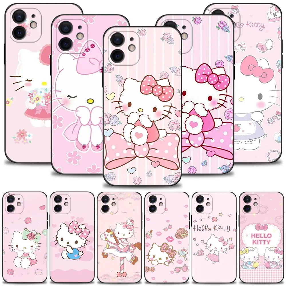 

Phone Case For Apple iPhone 13 12 11 Pro Max Mini XS XR X 7 8 6 6S Plus 5 5S SE Bumper Hello Kitty Beautiful Bow Carousel