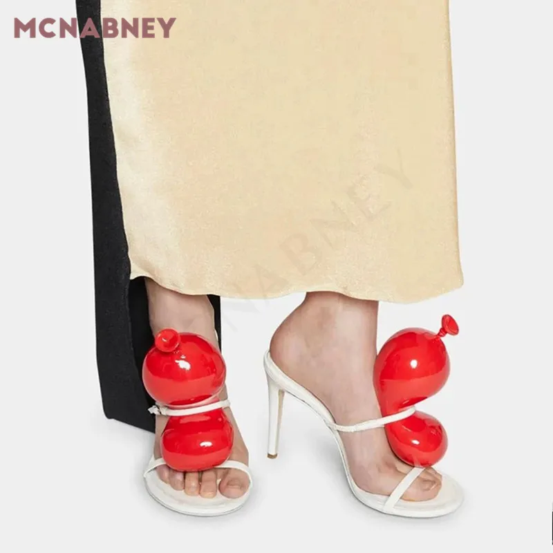 Balloon Decoration Niche Design Slippers Retro Fashion Stiletto Sandals Summer New Slip On Fashion High Heel Oversized Sandals