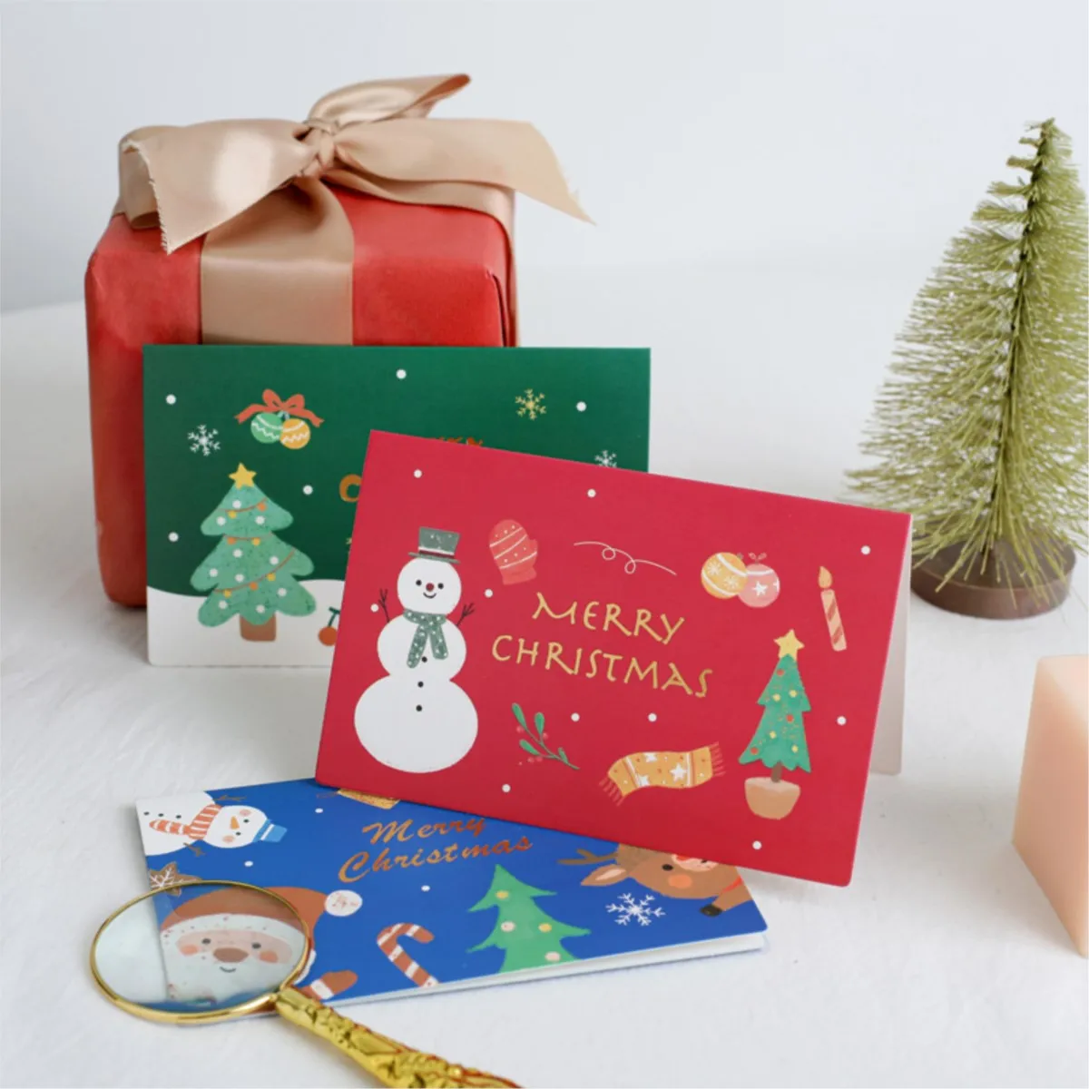 

Joyful Creative Cute Kids Christmas Gilding Fold Greeting Card Snowman Santa Xmas Cartoon Children Party Invitation Supplies