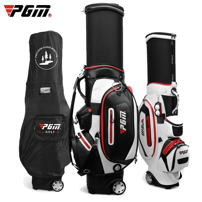 PGM Golf Bag with Wheels Men Waterproof Telescope Golf Club Bags Travel Aviation Large Capacity Golf Bag with Cap Cover for Men