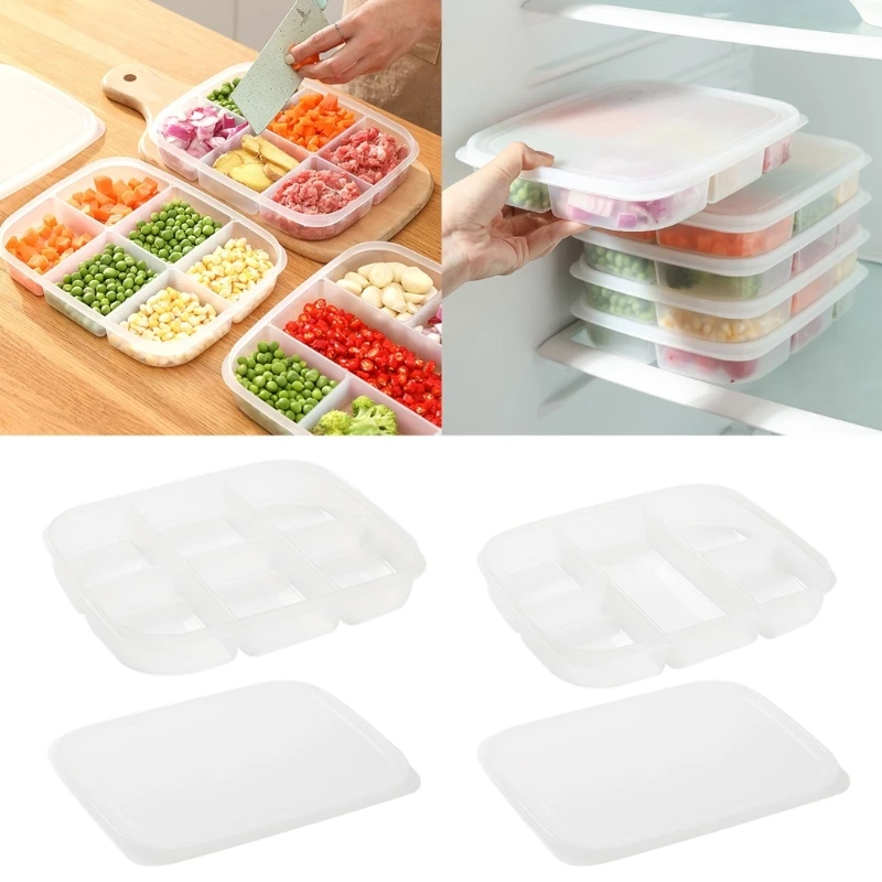 

5/6 Grid Divider Refrigerator Storage Box Compartment Organize Supplies for Home Fridge Fresh-keeping Box Prevent Odor
