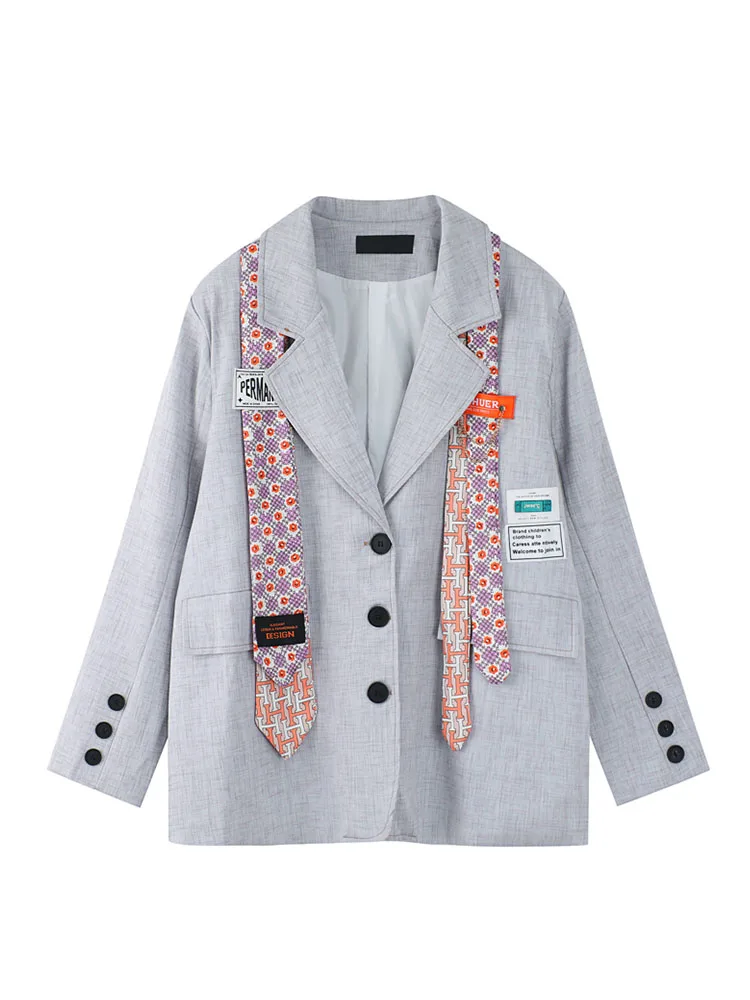 

M GIRLS Chic Preppy Style Women Blazer Loose Fashion Streetwear Female Suit Jacket Korean Hip-pop Style Office Ladies New