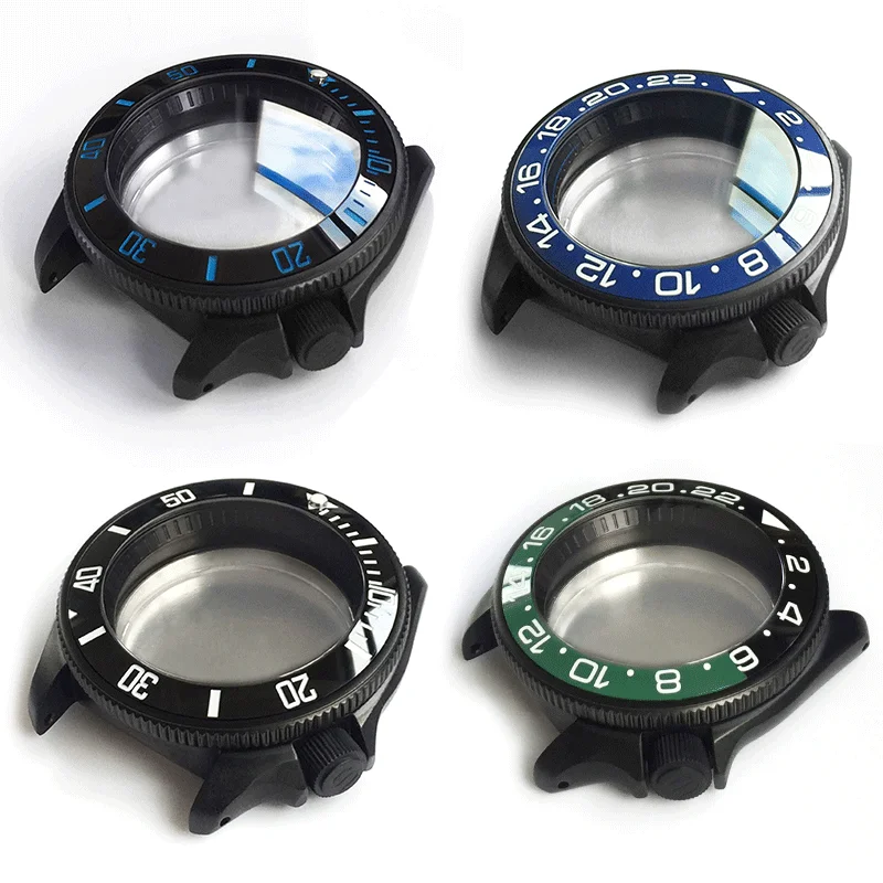 

Black Watch Case Brushed Stainless Steel For Skx007 SRPD53 Automatic Diving Sapphier Glass Blue AR Rotating Bezel Crown
