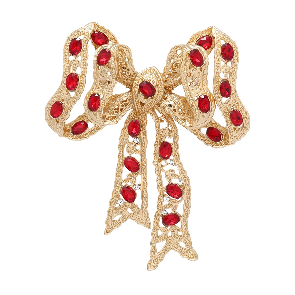 

MITTO FASHION JEWELRIES AND HIGH-END ACCESSORIES COLORED RHINESTONES PAVED FRUITS OVERSIZED BOW VINTAGE WOMEN DRESS BROOCH