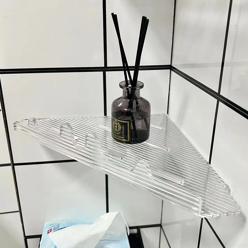 

Простая акриловая угловая стойка для ванной комнаты, треугольная полка для туалета без отверстий, настенное хранилище для ванной комнаты