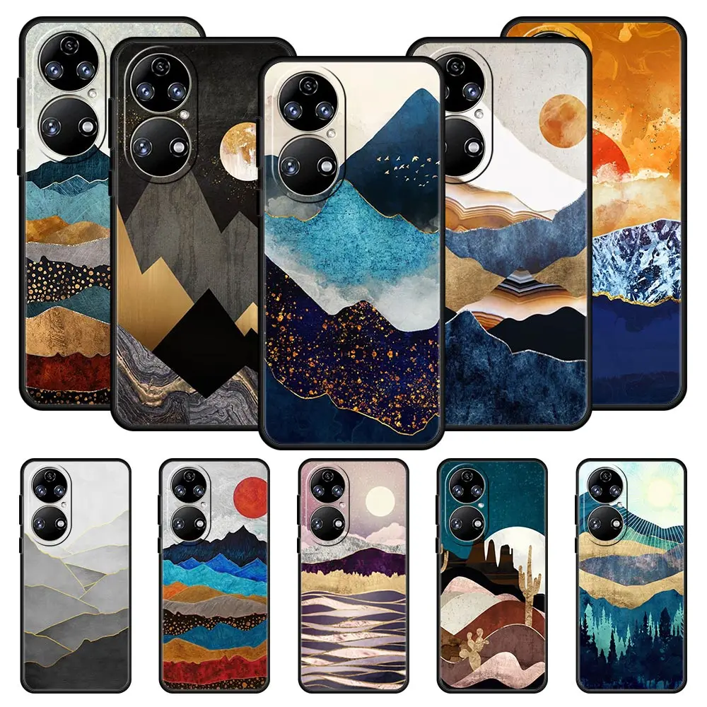 

Hand Painted Scenery Phone Case For Huawei P50 P30 Pro P20 P40 Lite E P Smart Z 2021 Y6 Y7 Y9 2019 Y6p Y9s Y7a Soft Cover Funda