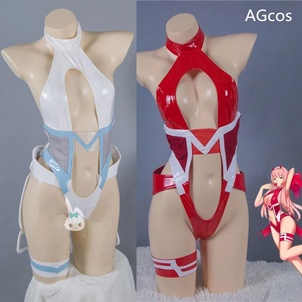 

AGCOS DARLING in the FRANXX ZERO TWO 02 and 015 Ichigo Cosplay Costume Woman Sexy Leather Jumpsuits Cosplay Sets Driving Suits