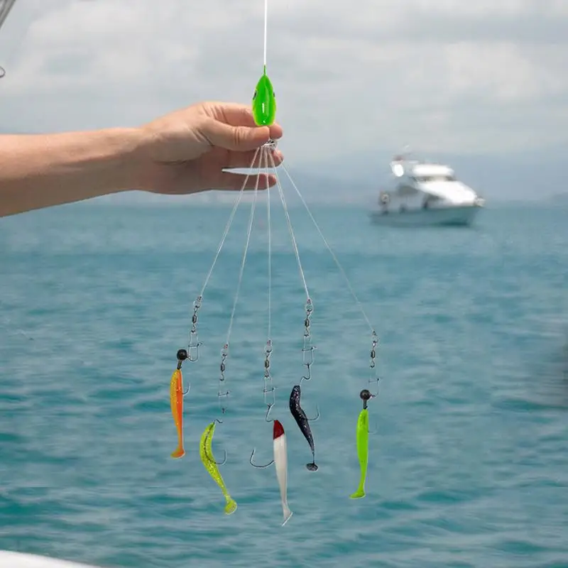 Striper Bass Rig 5-рычажная рыболовная установка приманка реалистичный 3D зонтик рыбий