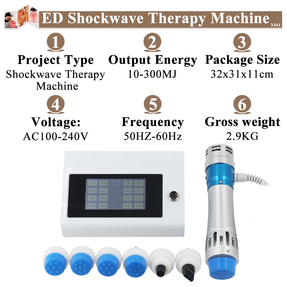 2025 Физиотерапевтический аппарат для ударно-волновой терапии 300MJ эффективного