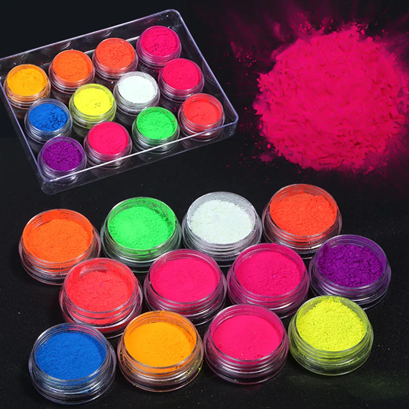 

1Set Neon Nail Powder Eyeshadow Dust Fluorenscence Effect Nails Glitter Pigment Chrome Dust DIY Nail Glitter Decoration Manicure