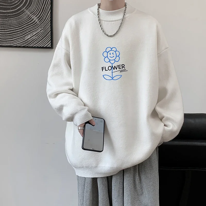 Свитер мужской с забавным цветочным принтом размеры до 5XL