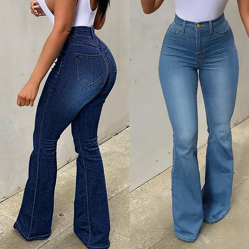 Women Wide Leg Jeans Pants Casual Loose High Waist Flare Jean Trousers Femme New Fashion Denim Clothes Blue