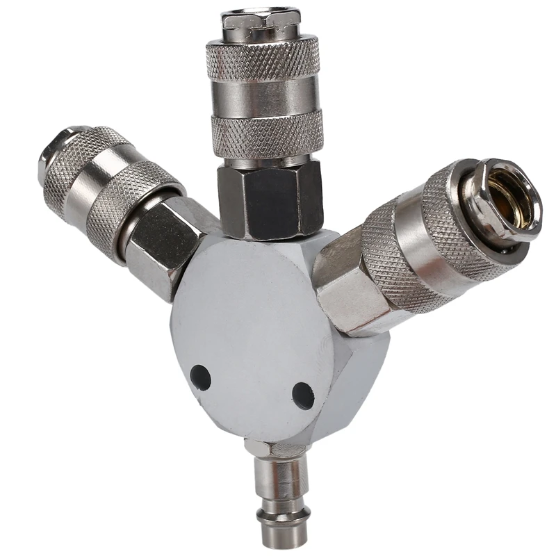 

3-WAY MANIFOLD Quick Coupler 1/4Inch NPT Connector Air Hose Coupling Pneumatic Tools European Style