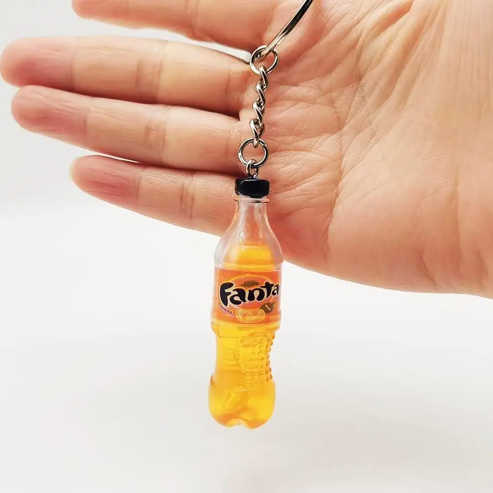 Fashion Simulation Resin Drinks Bottle Keychain Man Car Keyring Women Bag Fun Keychains Pendant Birthday Gifts