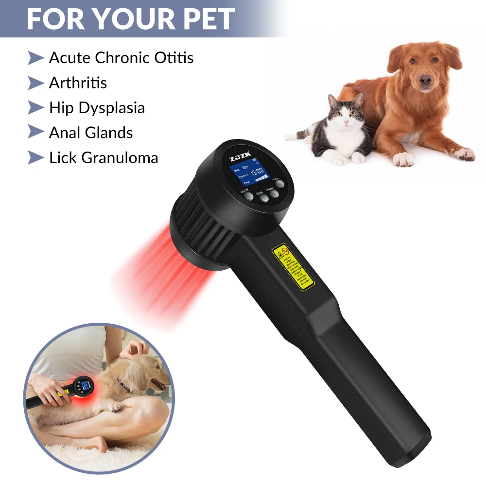 

ZJZK Laser Therapy Device for Pets Pain Relief Wound Healing Tissue Recovery 808nm 650nm 3W 5W 8W Four Levels Power Adjustable