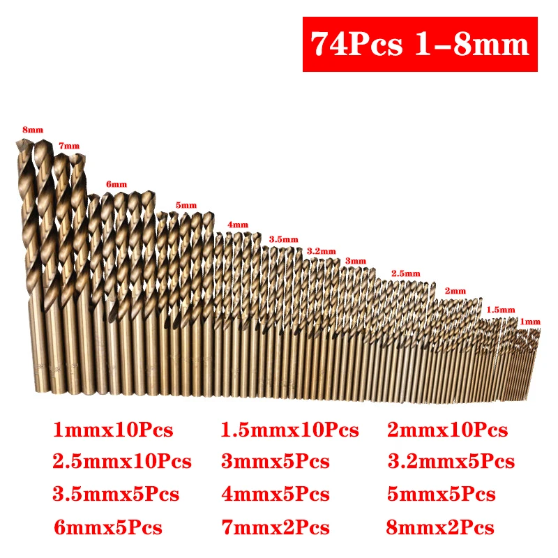 

Conboom набор спиральных сверл HSS-Co 1-8 мм 74 шт.
